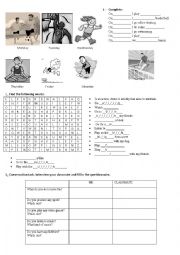 English Worksheet: Routines and Hobbies