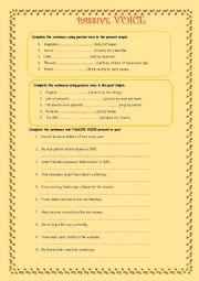English Worksheet: PASSIVE VOICE (present/past)