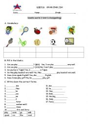 English Worksheet: sports unscramble