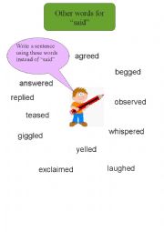 English Worksheet: Other words for said