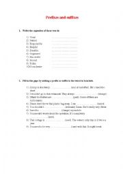 English Worksheet: prefixes and suffixes