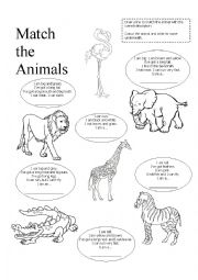 English Worksheet: Wild Animal Read and Match