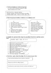 English Worksheet: Vocabulary + speaking tasks