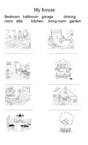 English Worksheet: parts of the house