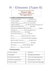 English Worksheet: If-clauses Type 0