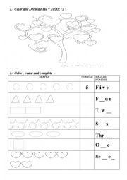 English Worksheet: Numbers and there is/are