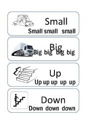 English Worksheet: BIG SMALL LONG SHORT IN OUT UP DOWN