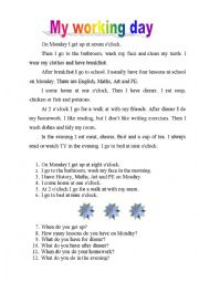 English Worksheet: my working day