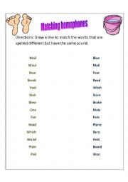 English Worksheet: Phonetics: Match the homophones