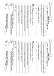 English Worksheet: Reported speech