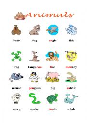 English Worksheet: ANIMALS