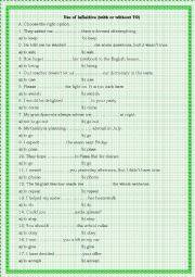 Use of infinitive (with and without To)