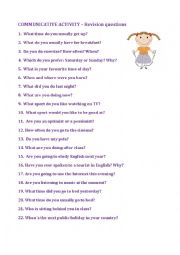 English Worksheet: Communicative activity - questions