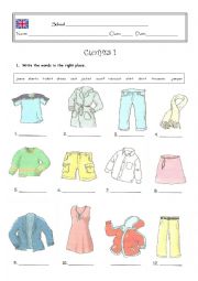 English Worksheet: Clothes