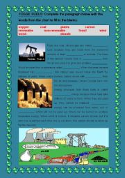 English Worksheet: FOSSIL FUELS + KEY