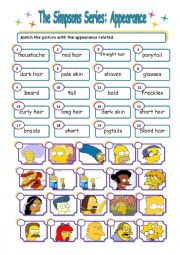 English Worksheet: The Simpsons Series: Appearance Match activity (Key included)