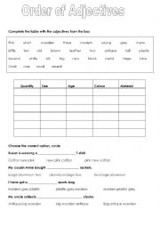 English Worksheet: Order of Adjectives