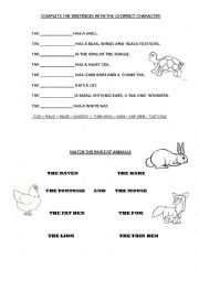English Worksheet: fables part 1/2