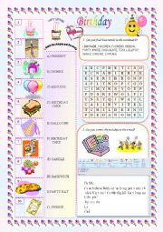 English Worksheet: Birthday