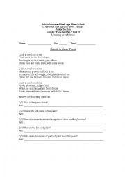 English Worksheet: poem about growth of plant