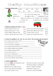 English Worksheet: Present simple - daily routines