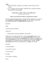 English Worksheet: Marketing Vs. Sales