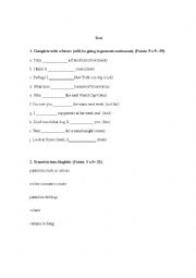 English Worksheet: Future Forms Test