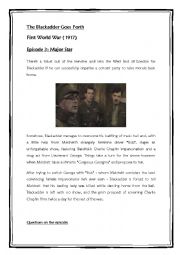 English Worksheet: The Blackadder Goes Forth. Episode 3. Major Star