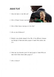 A film worksheet of Invictus