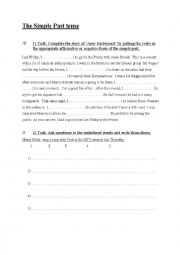 English Worksheet: Simple Past tense: revision