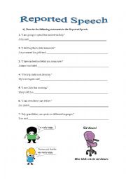 English Worksheet: Reported Speech - exercises