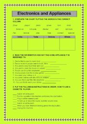 English Worksheet: ELECTRONICS AND APPLIANCES
