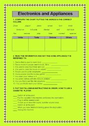 English Worksheet: ELECTRONICS AND APPLIANCES