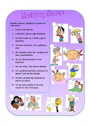 English Worksheet: identifying illnesses