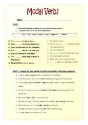 English Worksheet: Modals Review