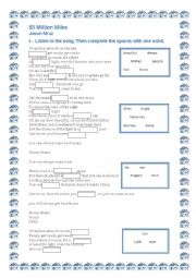 English Worksheet: 93 Million Miles - Jason Marz