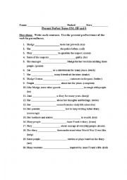 English Worksheet: Present Perfect Tense