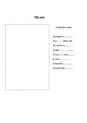 English Worksheet: my pet