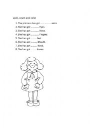 English Worksheet: Parts of the body and numbers