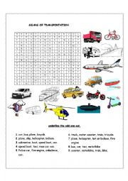 English Worksheet: means of transportation