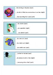 Modals of deduction/probability (must, might, cant) speaking cards