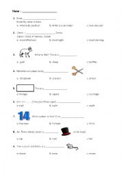English Worksheet: Daily Vocabularies