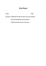 English Worksheet: book report