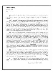 English Worksheet: End of term n=1 English test for bac pupils