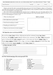 English Worksheet: 9th grade exam