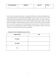 English Worksheet: Family responsibilities