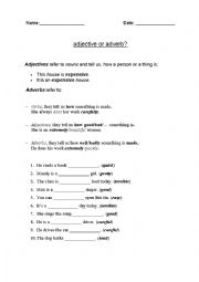 English Worksheet: Adjective or Adverb?