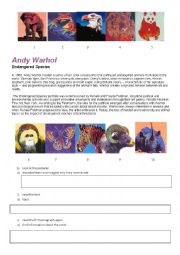 English Worksheet: Andy Warhols Endangered Species