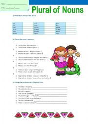 English Worksheet: Plural nouns