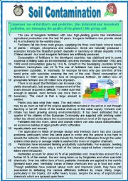 English Worksheet: Soil contamination (READING ) + varied comprehension ex + KEY